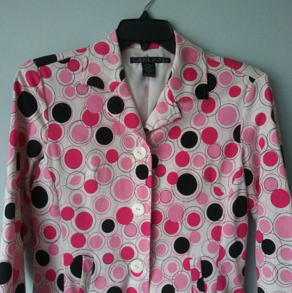 Women's SilkLand Polka Dot Jacket Coat